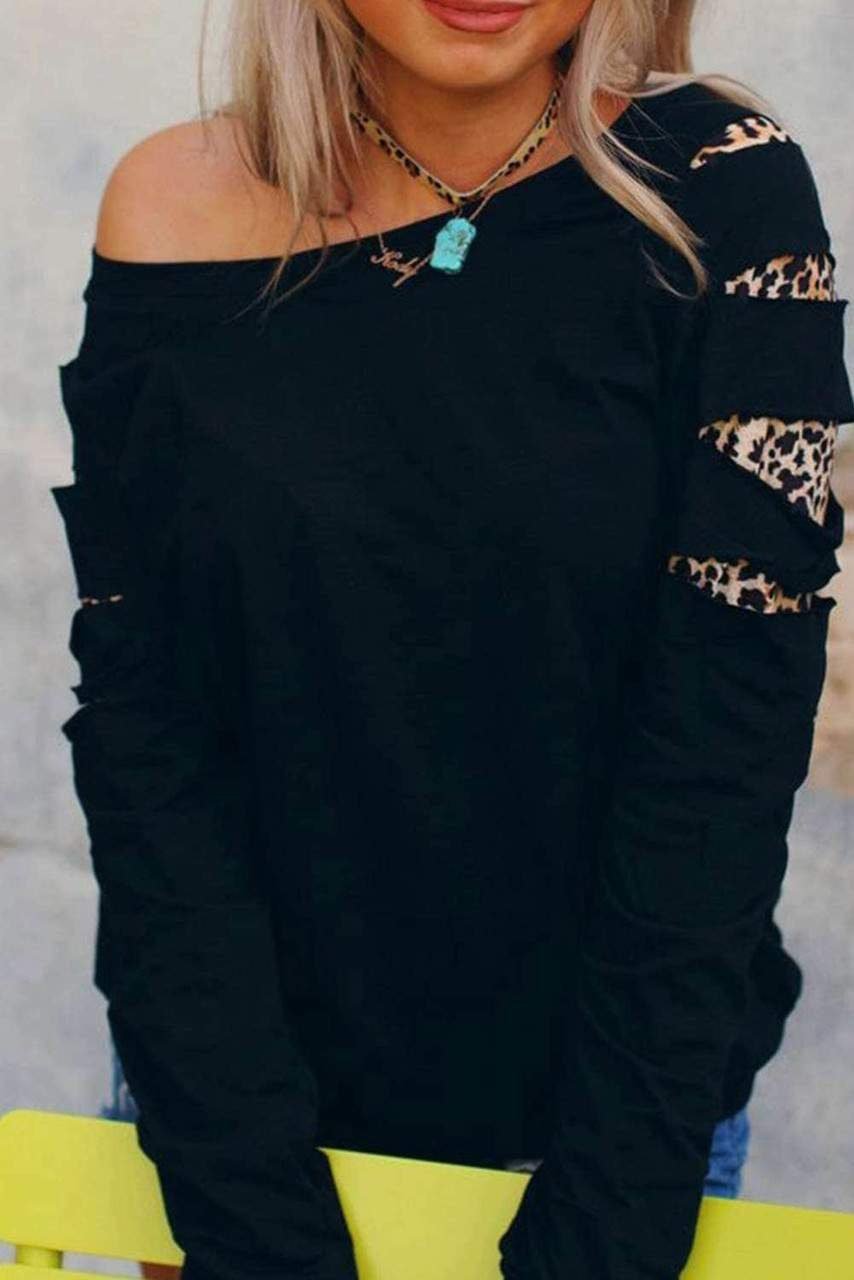 Leopard Insert Black Sweatshirt
