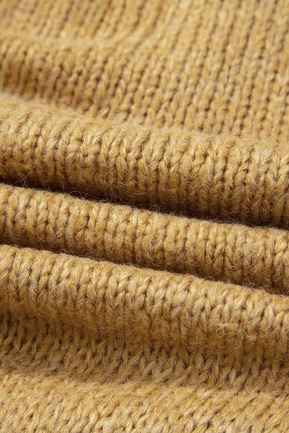 Light French Beige Lantern Sleeve Scallop V Neck Buttoned Front Cardigan