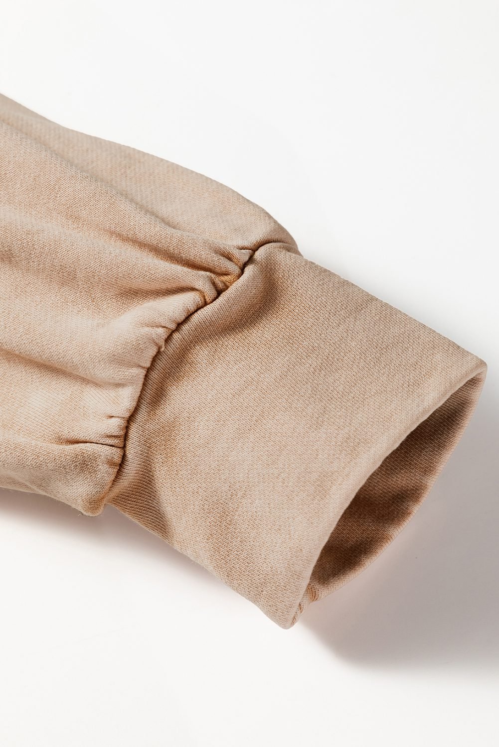 Light French Beige Mineral Wash Big Bow Patchwork Pullover Sweatshirt
