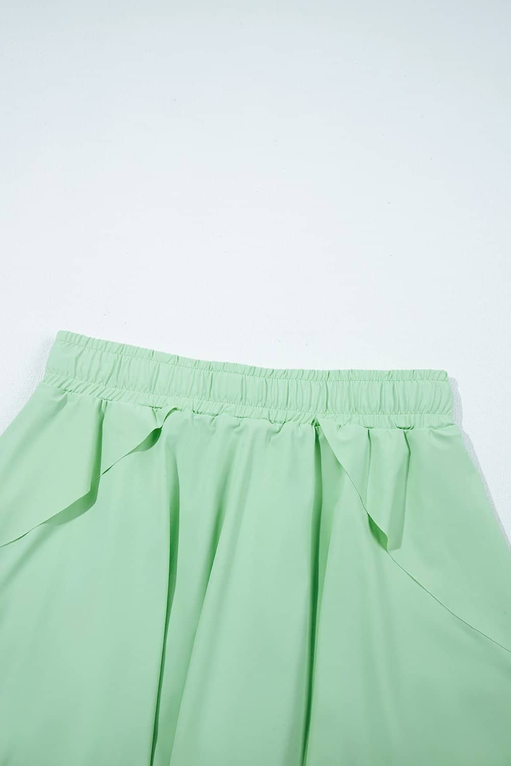 Light Green Drawstring High Waist Lined Tennis Skorts