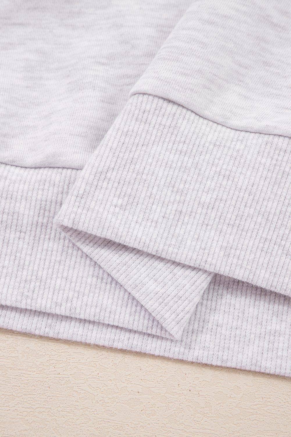 Light Grey 2Pcs Contrasted Trim Frilled Collar Drop Shoulder Pullover Drawstring Pant Set
