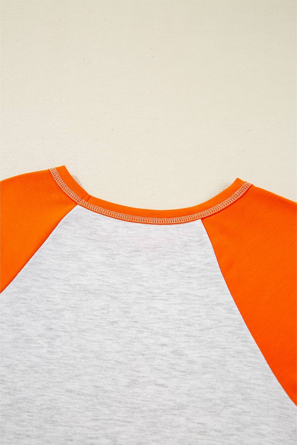 Light Grey Color Block Raglan Sleeve Contrast Stitching Loose Fit Top