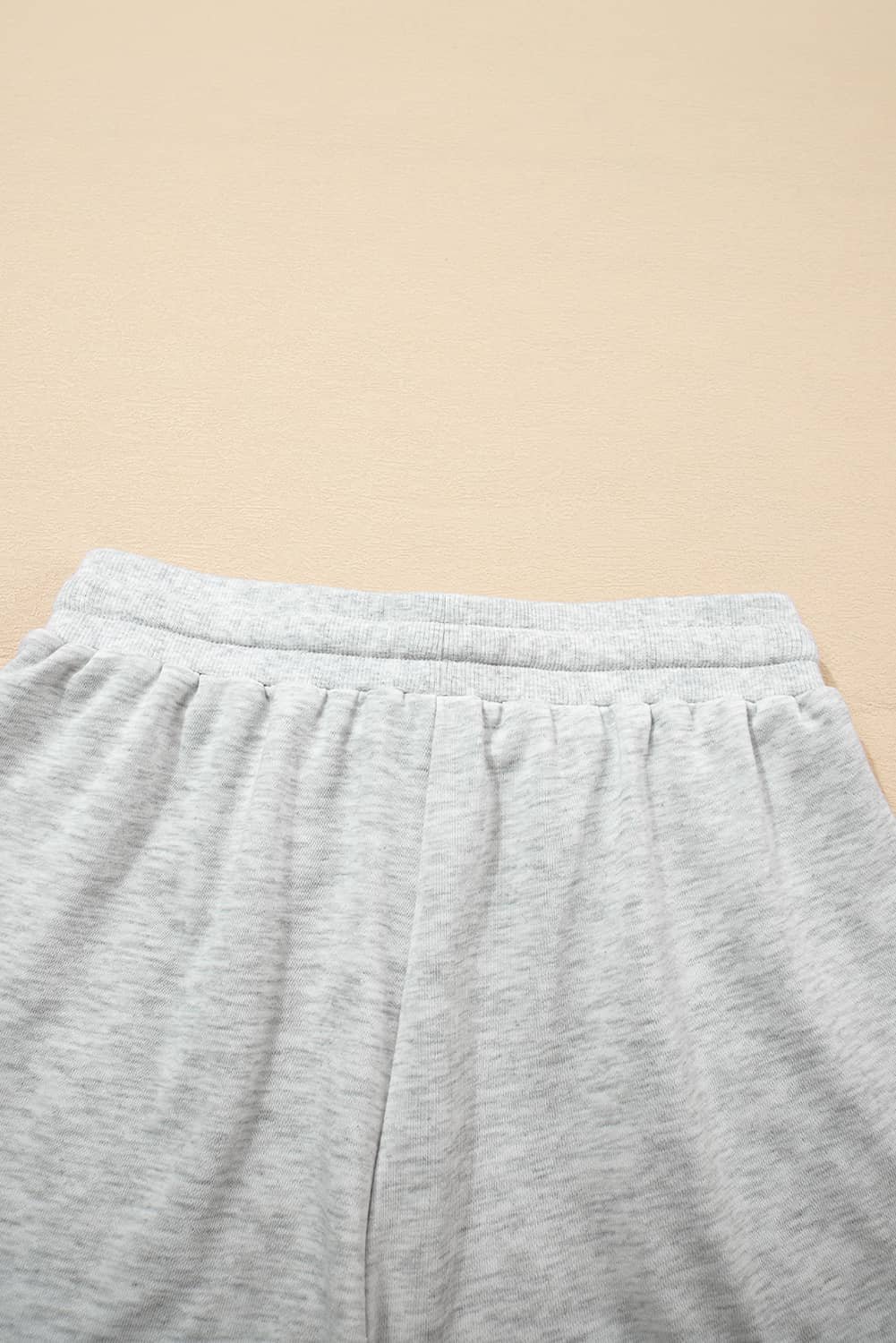 Light Grey Color Block Raw Hem Pullover And Casual Shorts Set