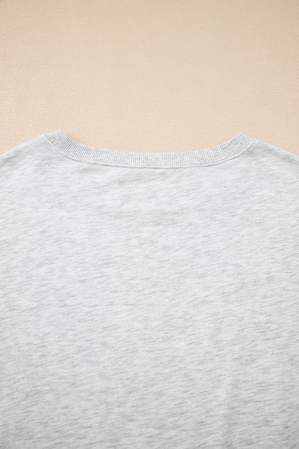 Light Grey Faded Varsity Print Loose Pullover Top