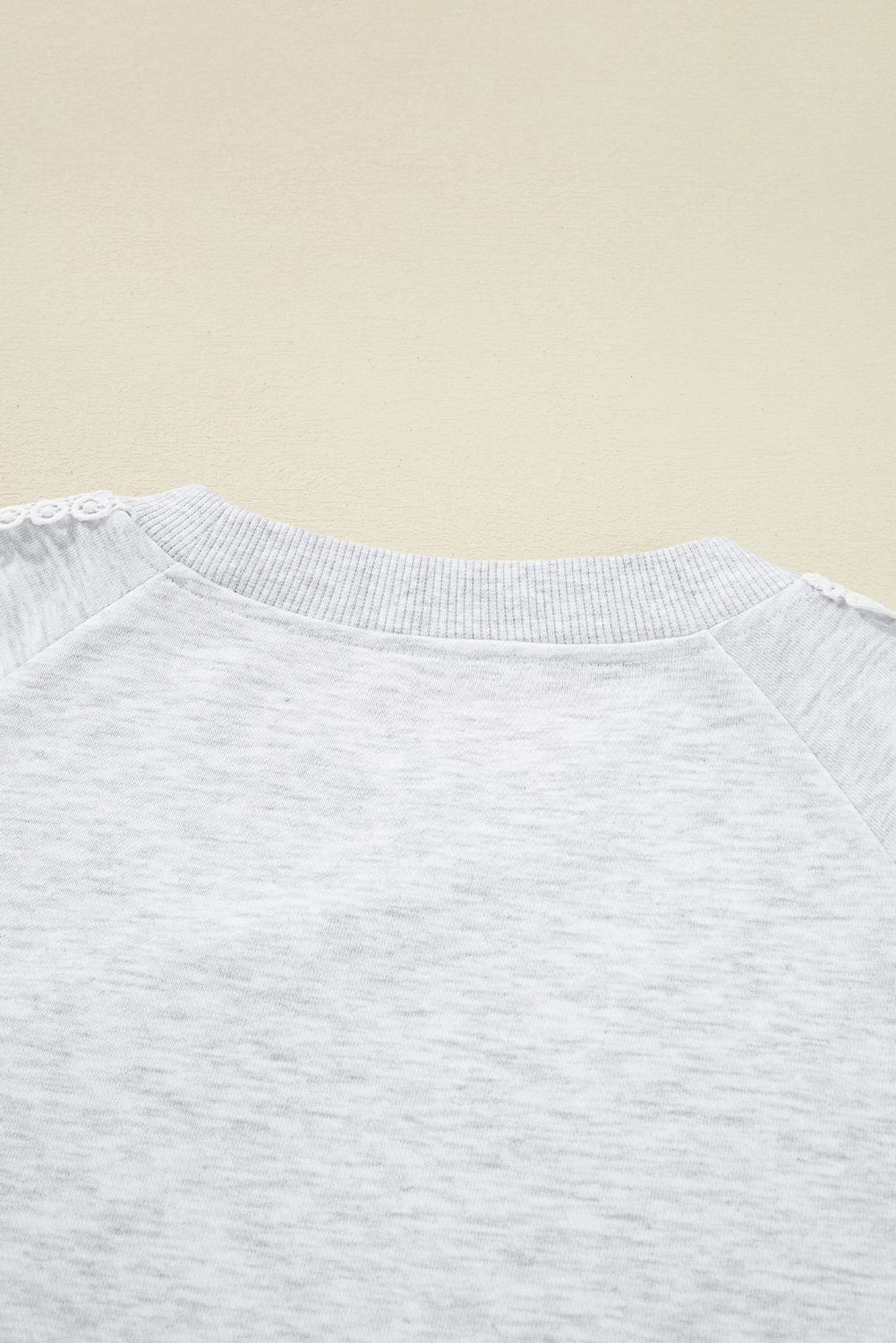 Light Grey Lace Patchwork Raglan Sleeve Crew Neck Sweatshirt