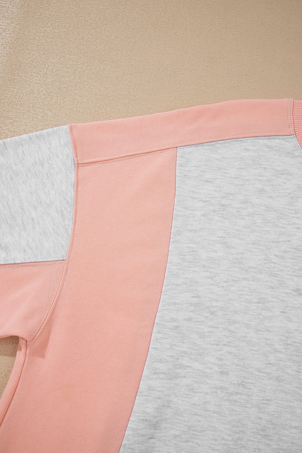 Light Grey Uneven Hem Colorblock Pullover Casual Shorts Plus Size 2Pcs Outfit
