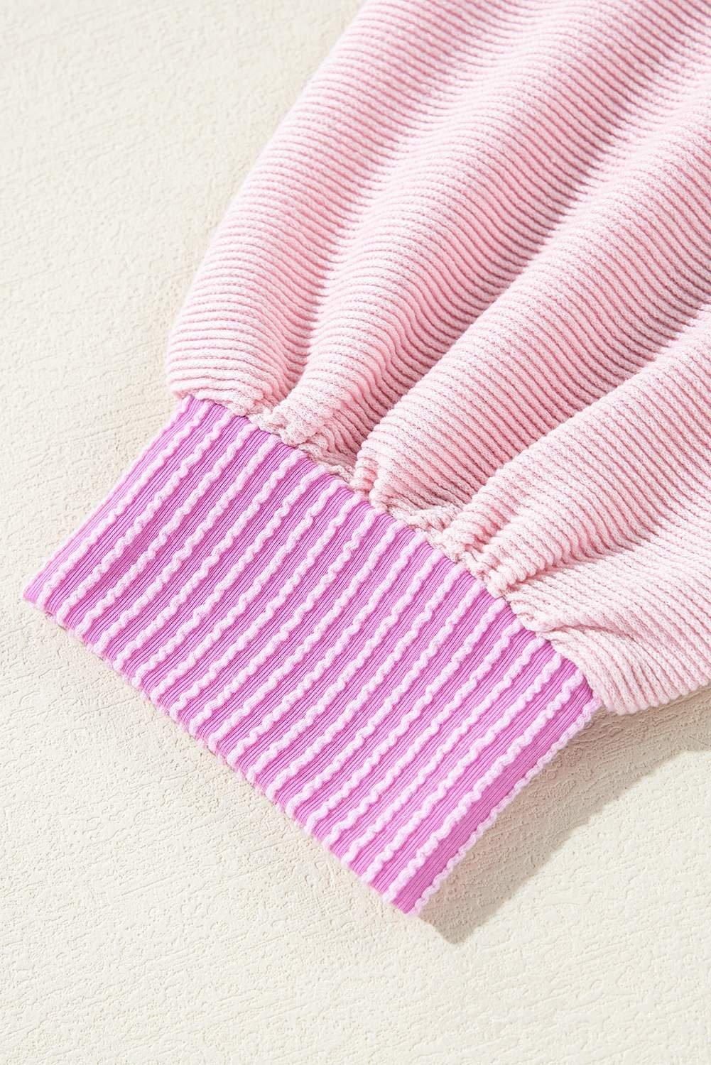 Light Pink Corded Colorblock Patch Pocket Drawstring Hooded Top