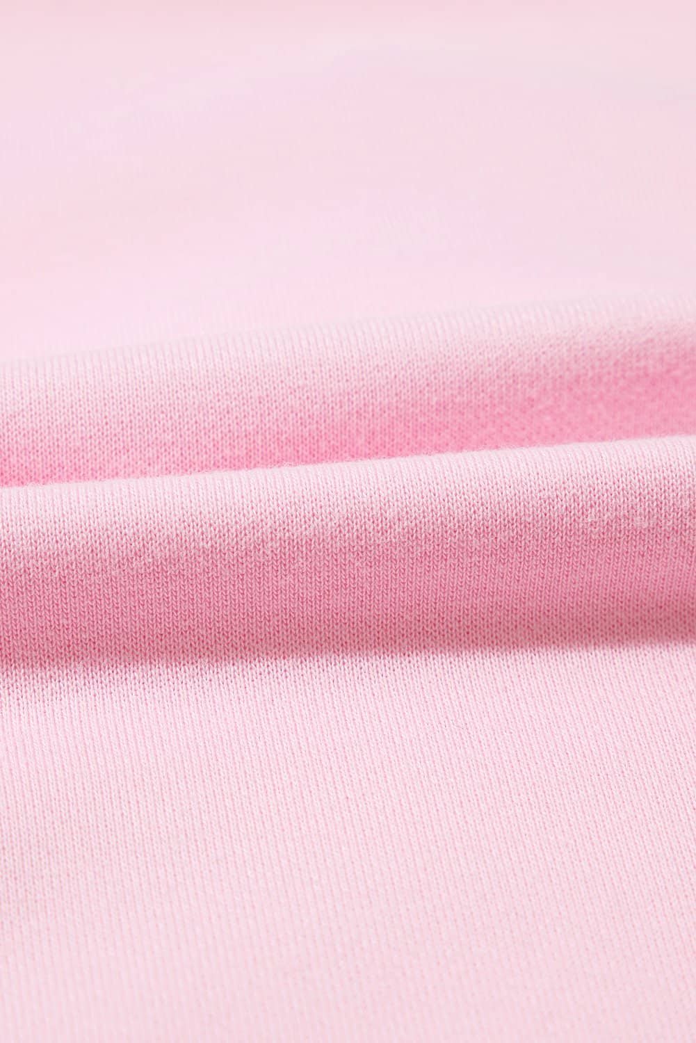 Light Pink Embroidered Bow Lantern Sleeve Oversized Pullover Sweatshirt