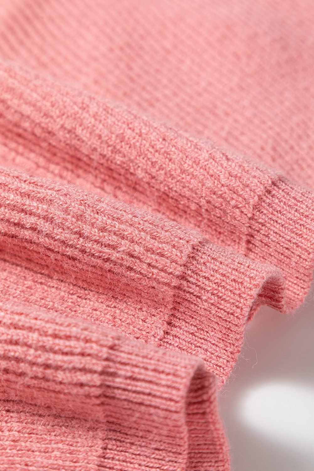 Light Pink Ribbed Knit Half Sleeve Plus Size Poncho Style Sweater