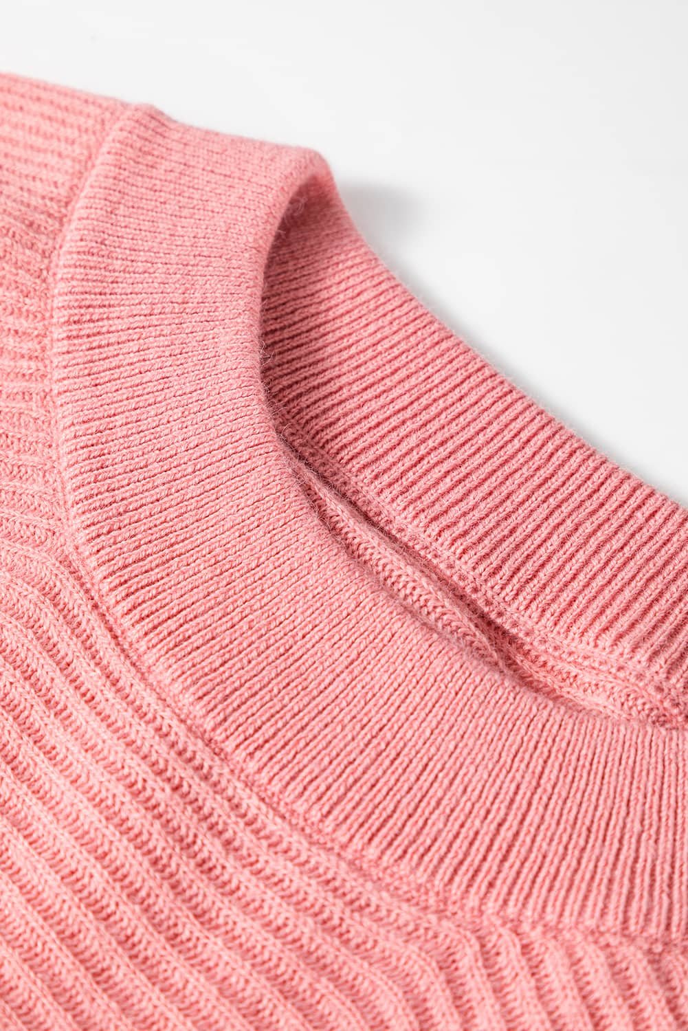 Light Pink Ribbed Knit Half Sleeve Plus Size Poncho Style Sweater