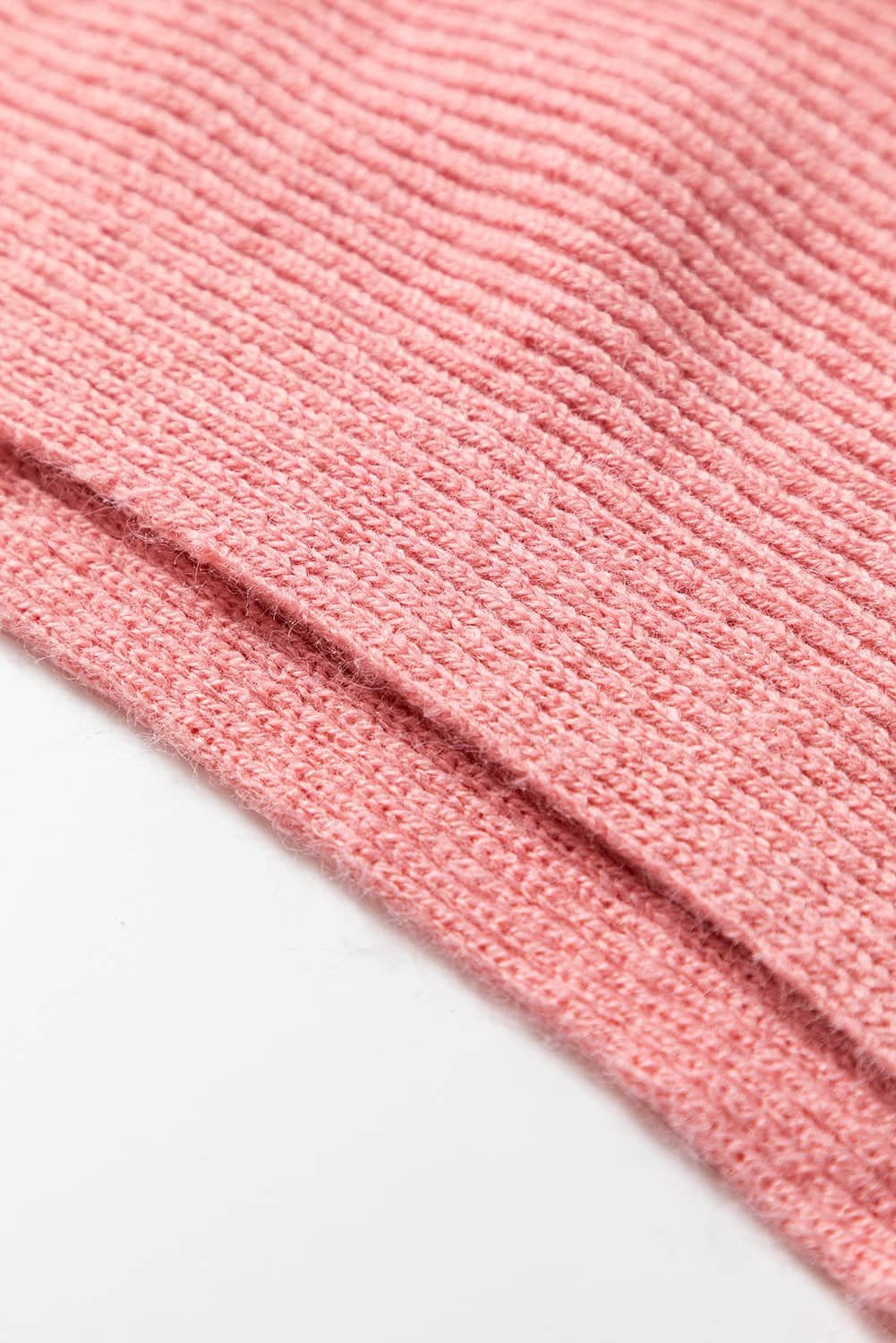 Light Pink Ribbed Knit Half Sleeve Plus Size Poncho Style Sweater