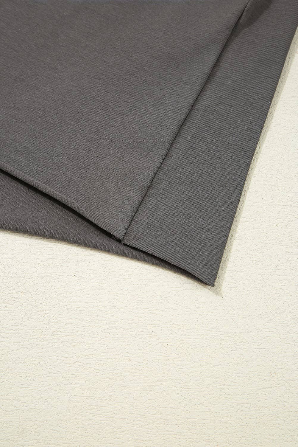 Medium Grey Lace Bow Raw Edge Drop Shoulder Casual T Shirt