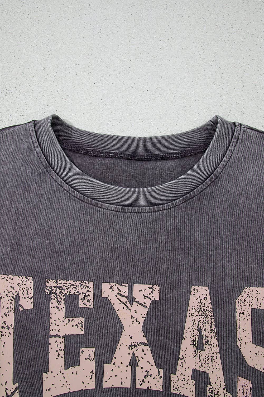 Medium Grey Texas Steer Head Graphic Mineral Wash Oversized T Shirt