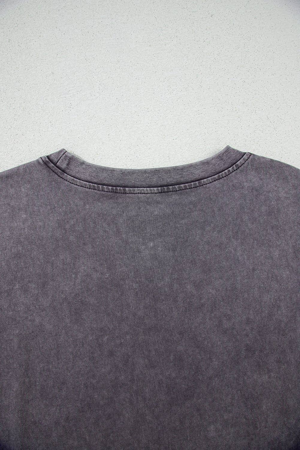 Medium Grey Texas Steer Head Graphic Mineral Wash Oversized T Shirt