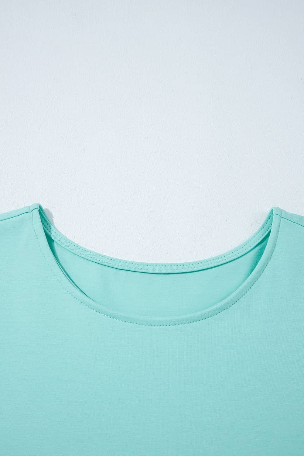 Mint Green Frilled Trim Crew Neck Loose Fit Mini Dress