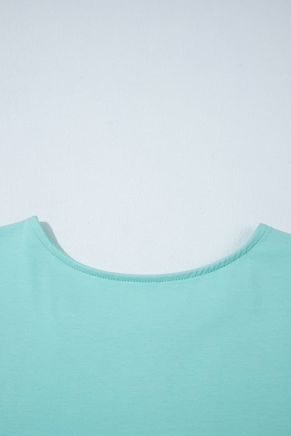 Mint Green Frilled Trim Crew Neck Loose Fit Mini Dress