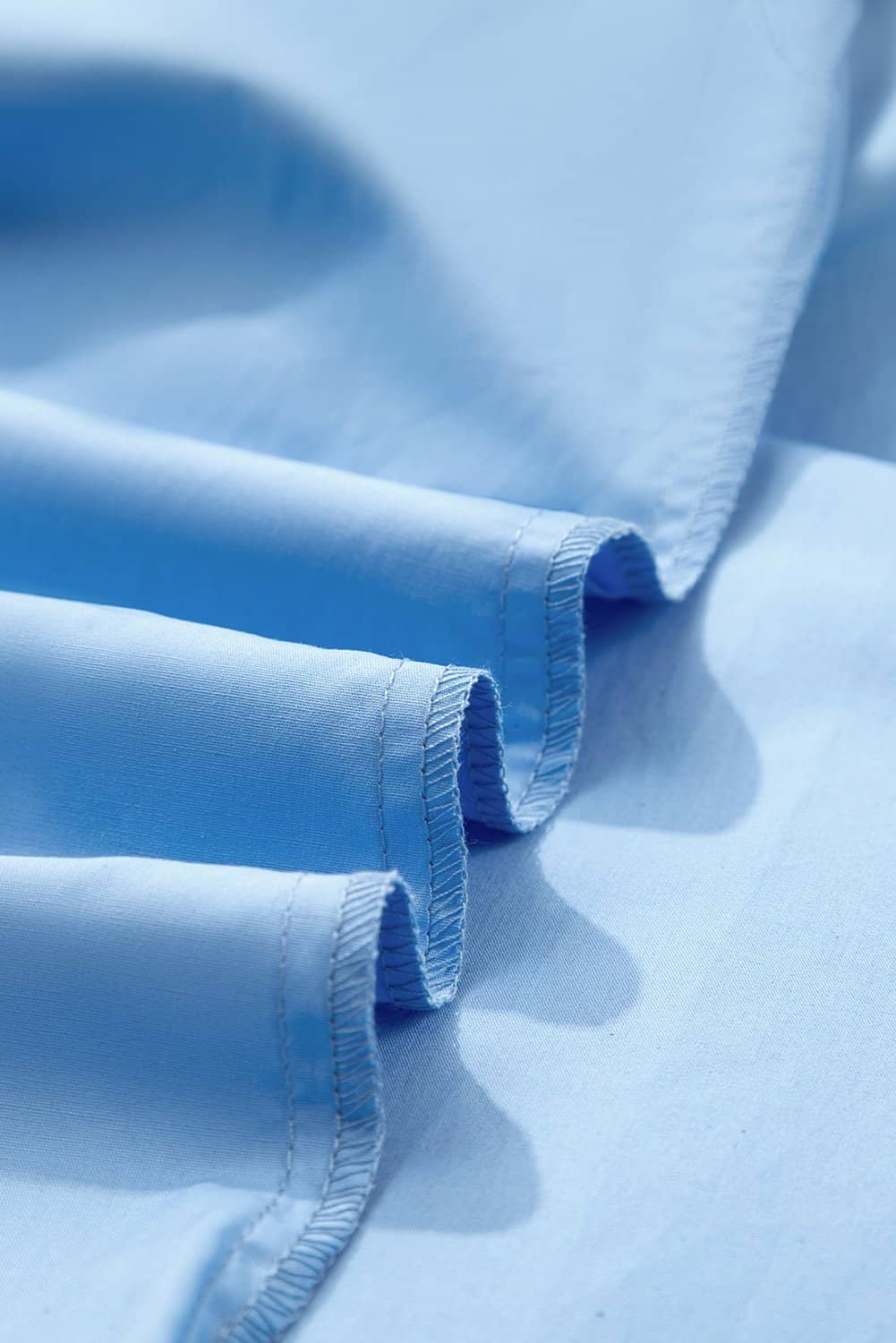 Mist Blue Contrast Notched Neck Frilly Detail Short Sleeve Blouse