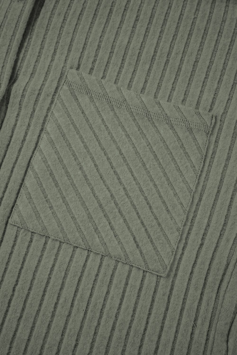 Mist Green Thermal Ribbed Texture Drop Shoulder Button Up Shacket