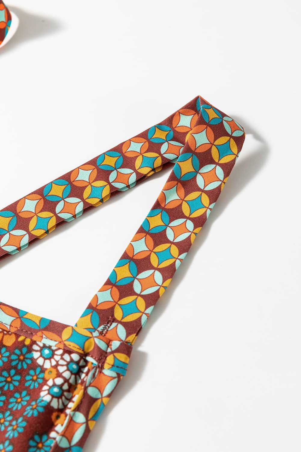 Multicolour Boho Floral Print Crossed Straps Ankle-Length Jumpsuit