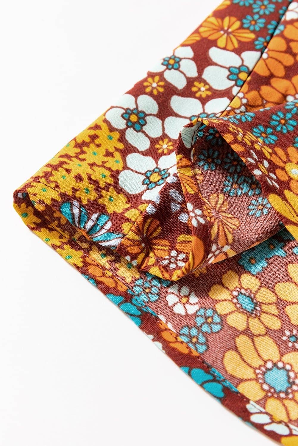 Multicolour Boho Floral Print Crossed Straps Ankle-Length Jumpsuit
