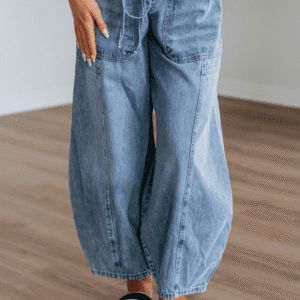 Myosotis Large Patch Pocket Drawstring Paperbag Waist Barrel Jeans