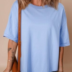 Myosotis Loose Half Sleeve Hi Low Hem T Shirt