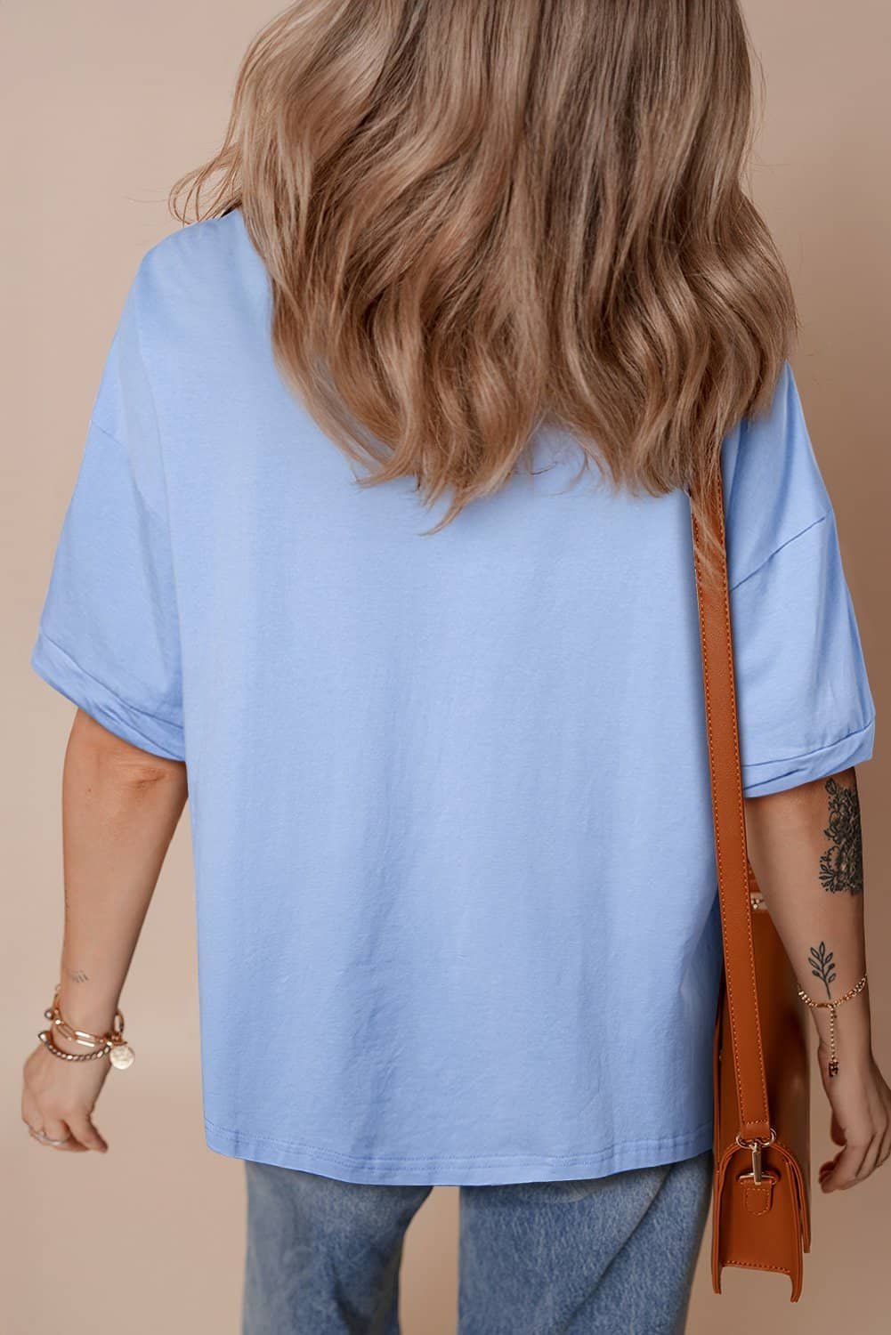 Myosotis Usa Patched Drop Sleeve Crewneck T Shirt