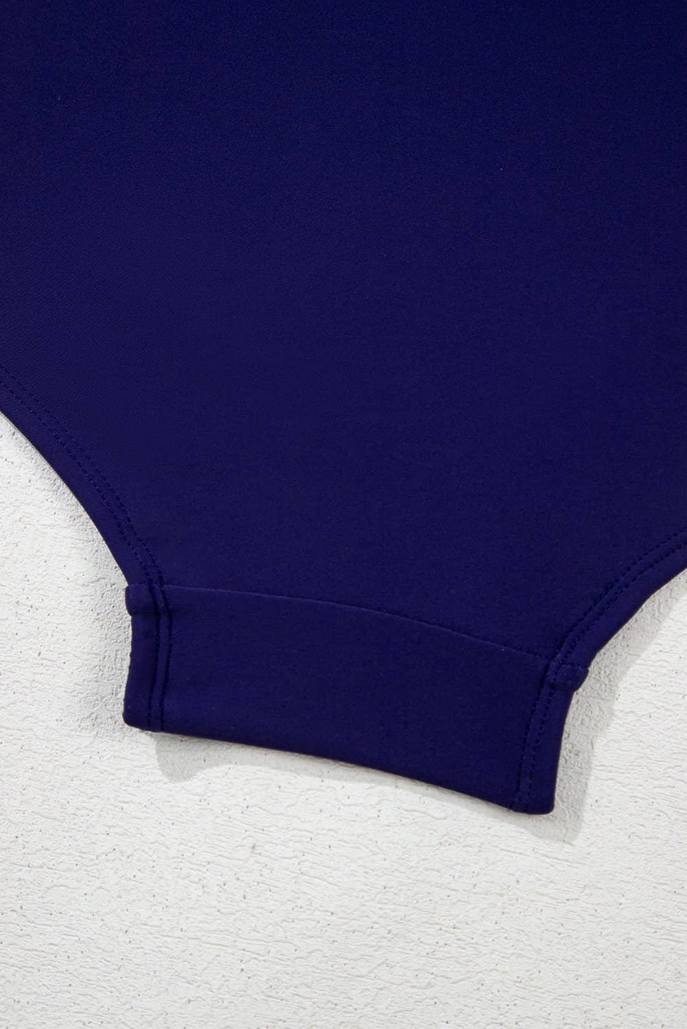 Navy Blue Embroidered Trim Wrap Tie Knot Plus Size High Waisted Bikini