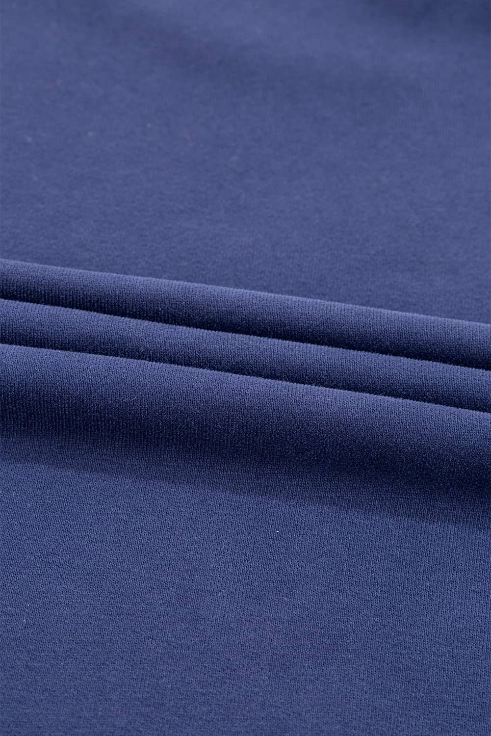 Navy Blue Plain Drop Shoulder Crewneck Pullover Sweatshirt