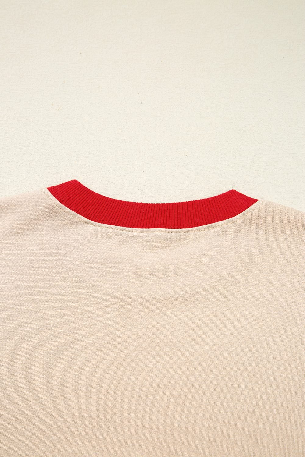 Oatmeal Game Day Letter Graphic Varsity Striped Detail Baggy Sweatshirt