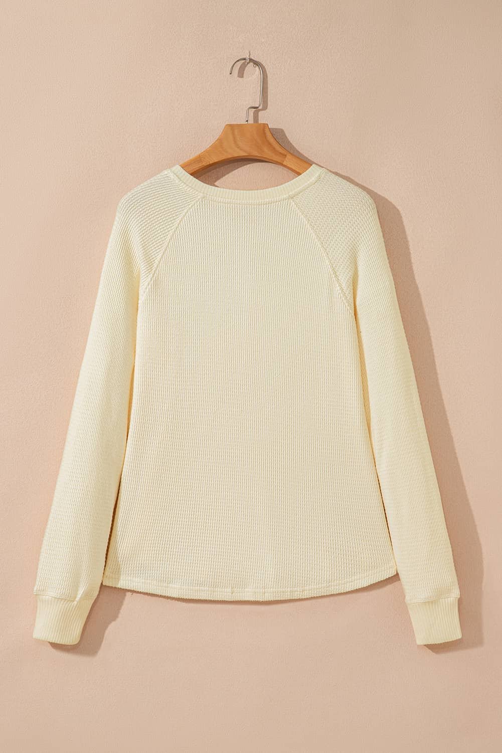 Oatmeal Textured Knit Half Buttons Henley Top
