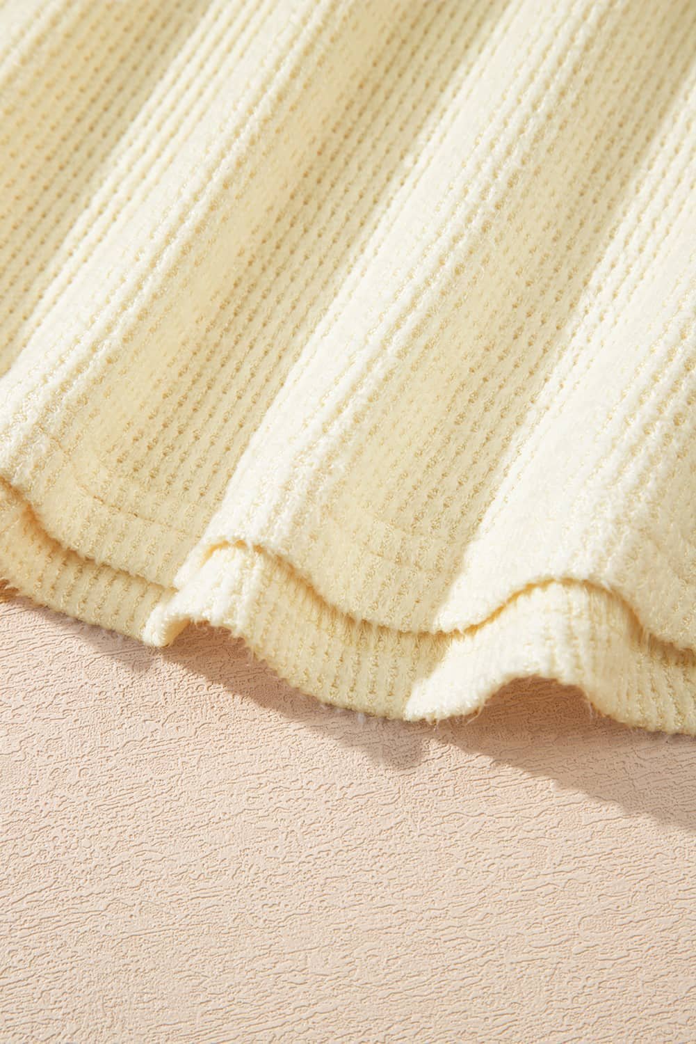 Oatmeal Textured Knit Half Buttons Henley Top