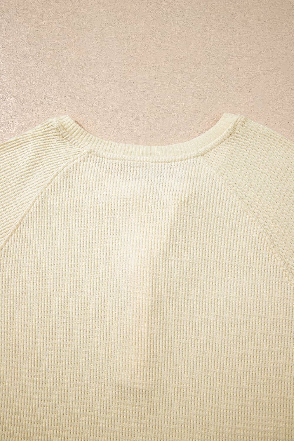 Oatmeal Textured Knit Half Buttons Henley Top