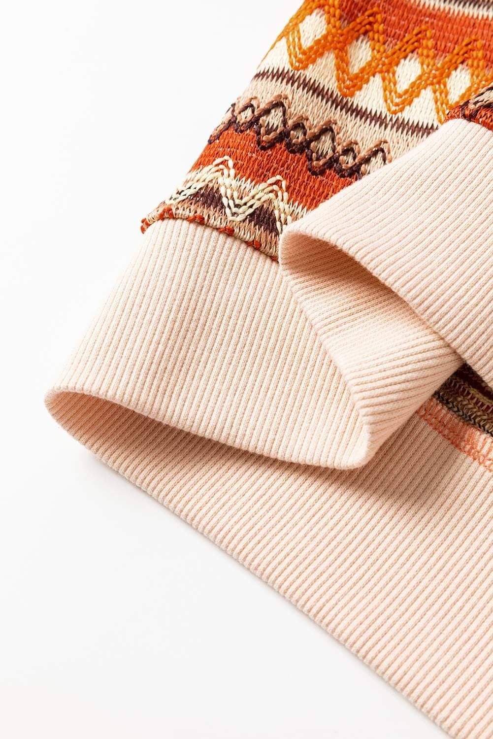 Orange Boho Striped Zip Up Long Sleeve Jacket