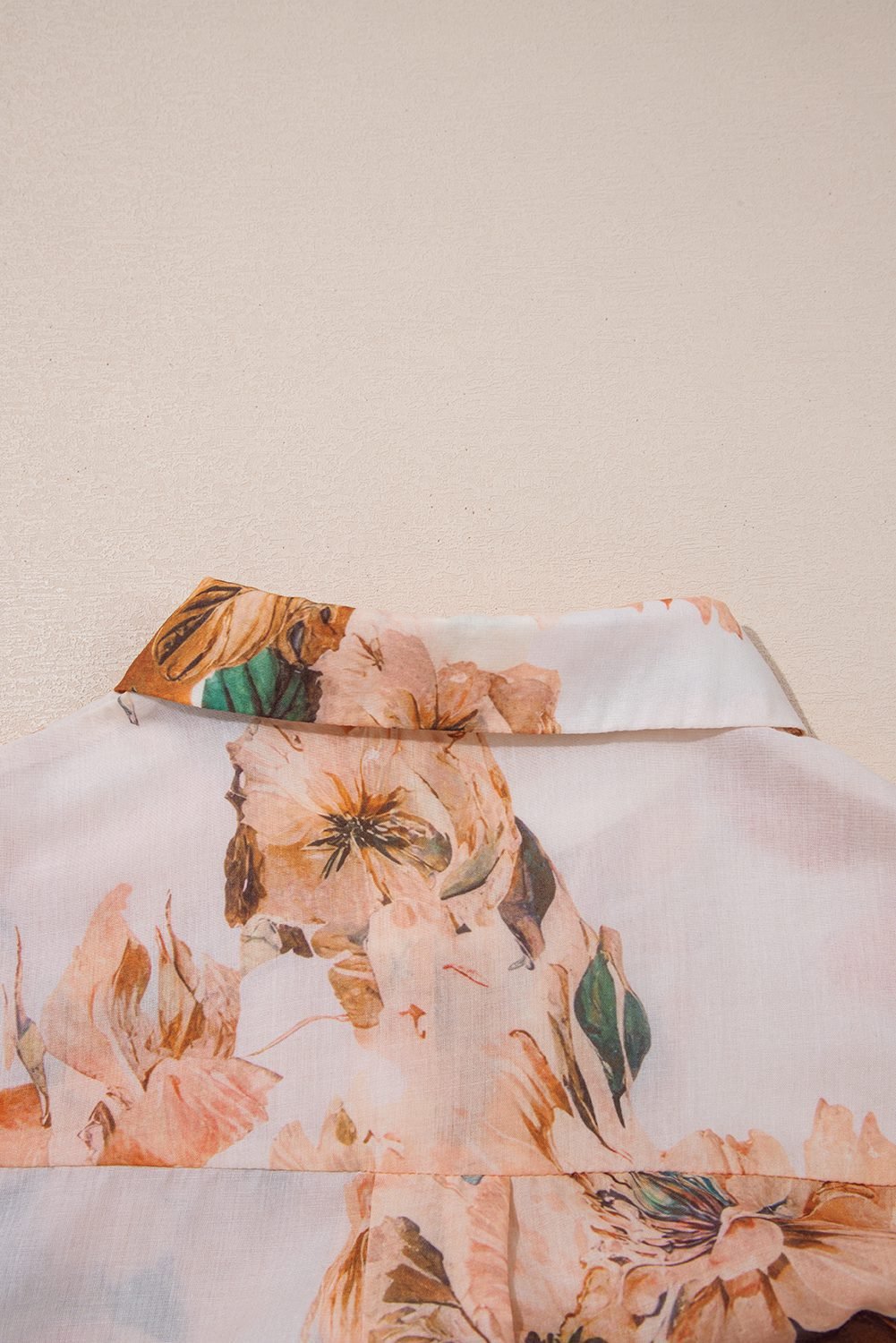 Orange Floral Puff Sleeve Lightweight Shirt