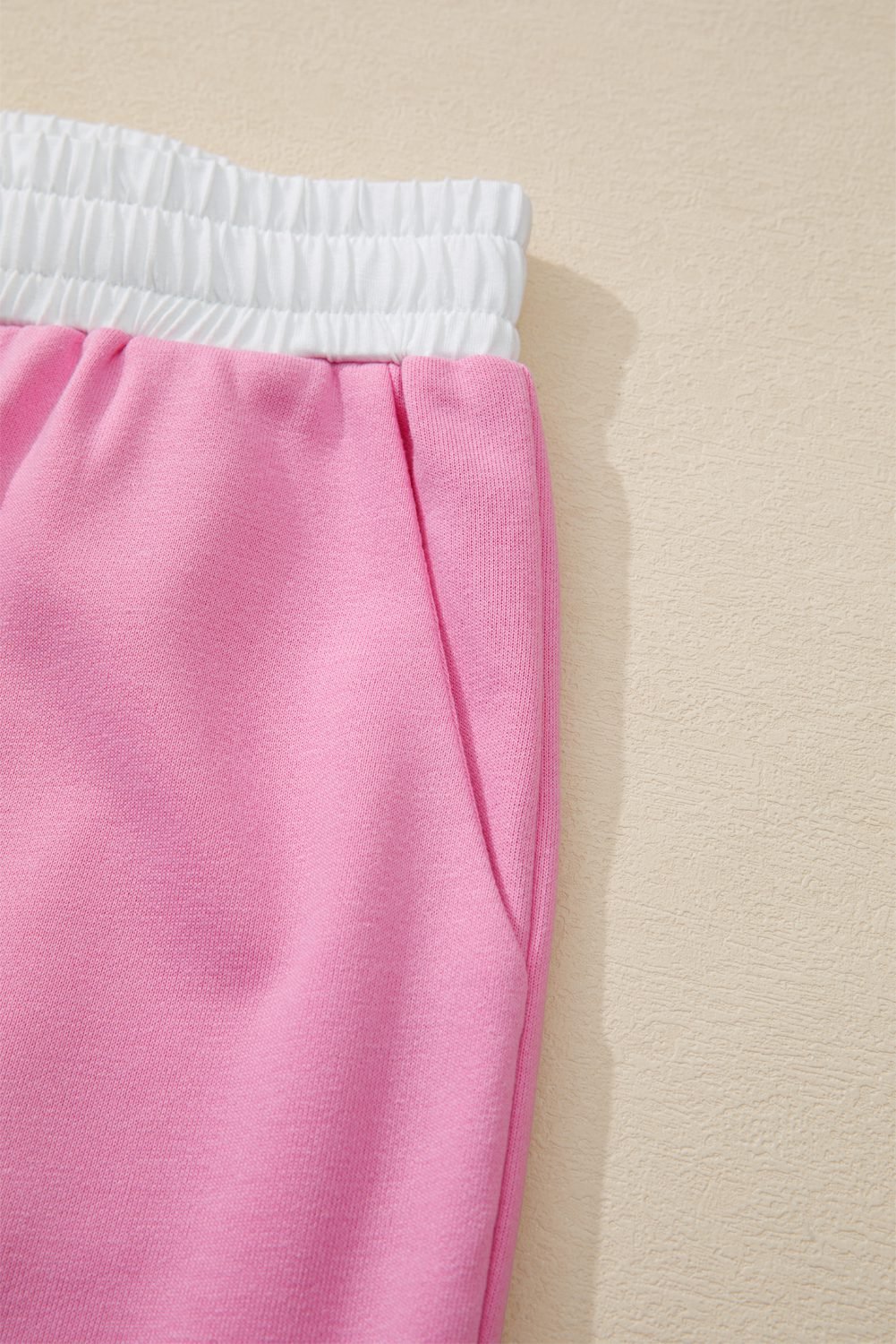 Orchid Bouquet Big Flower Patched Raw Seam Color Block 2 Piece Loose Pant Set