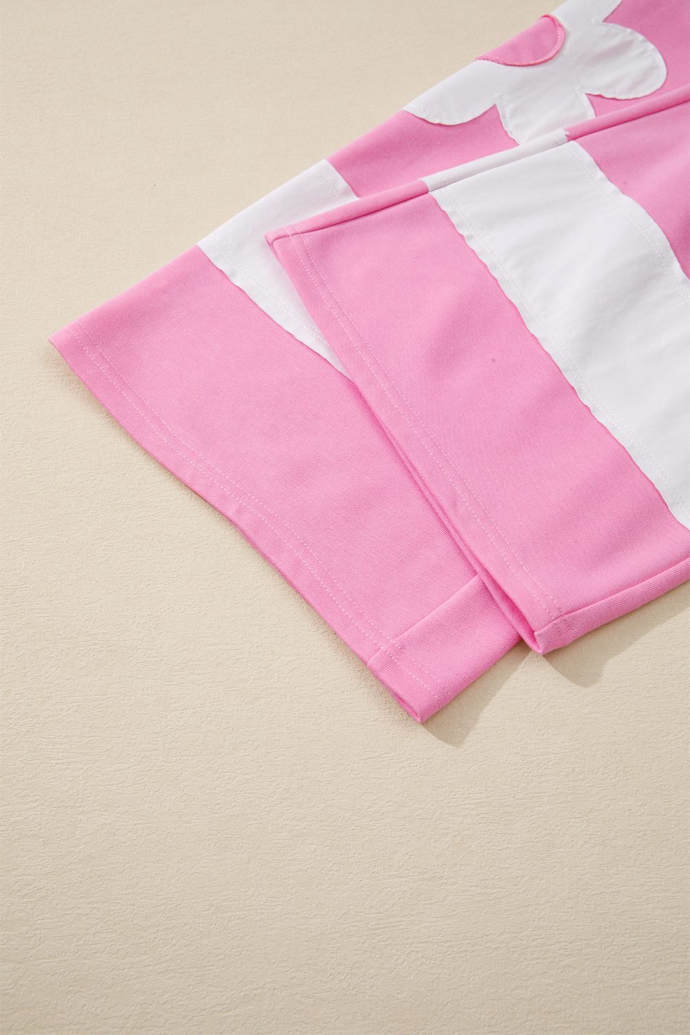 Orchid Bouquet Big Flower Patched Raw Seam Color Block 2 Piece Loose Pant Set