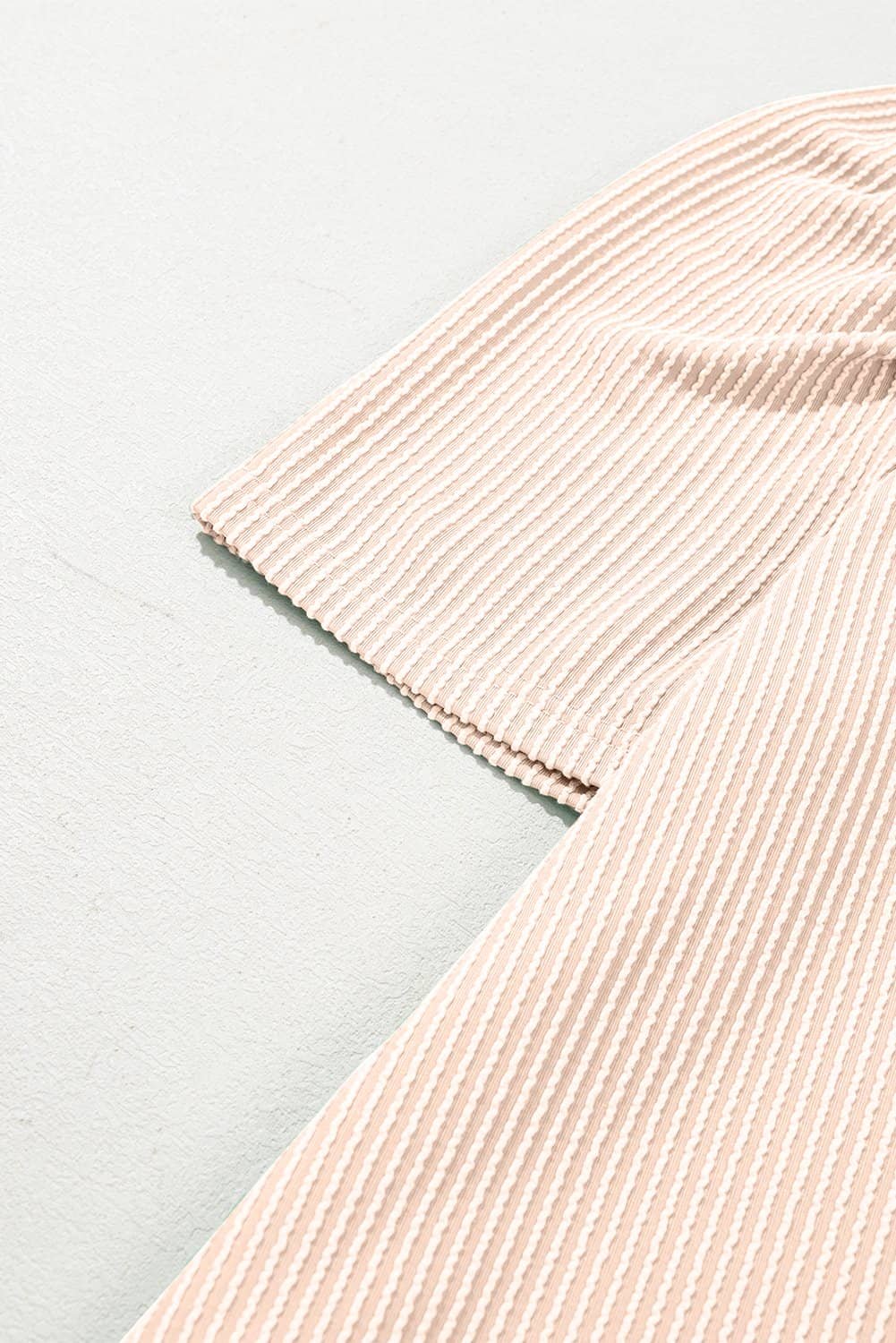 Parchment Corded Knit Crew Neck Puff Sleeve Shift Mini Dress
