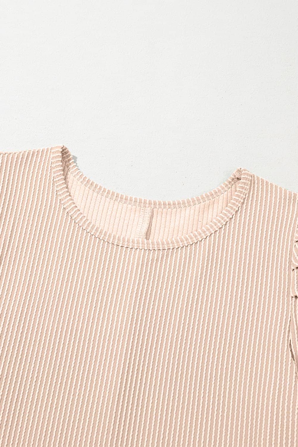 Parchment Corded Knit Crew Neck Puff Sleeve Shift Mini Dress