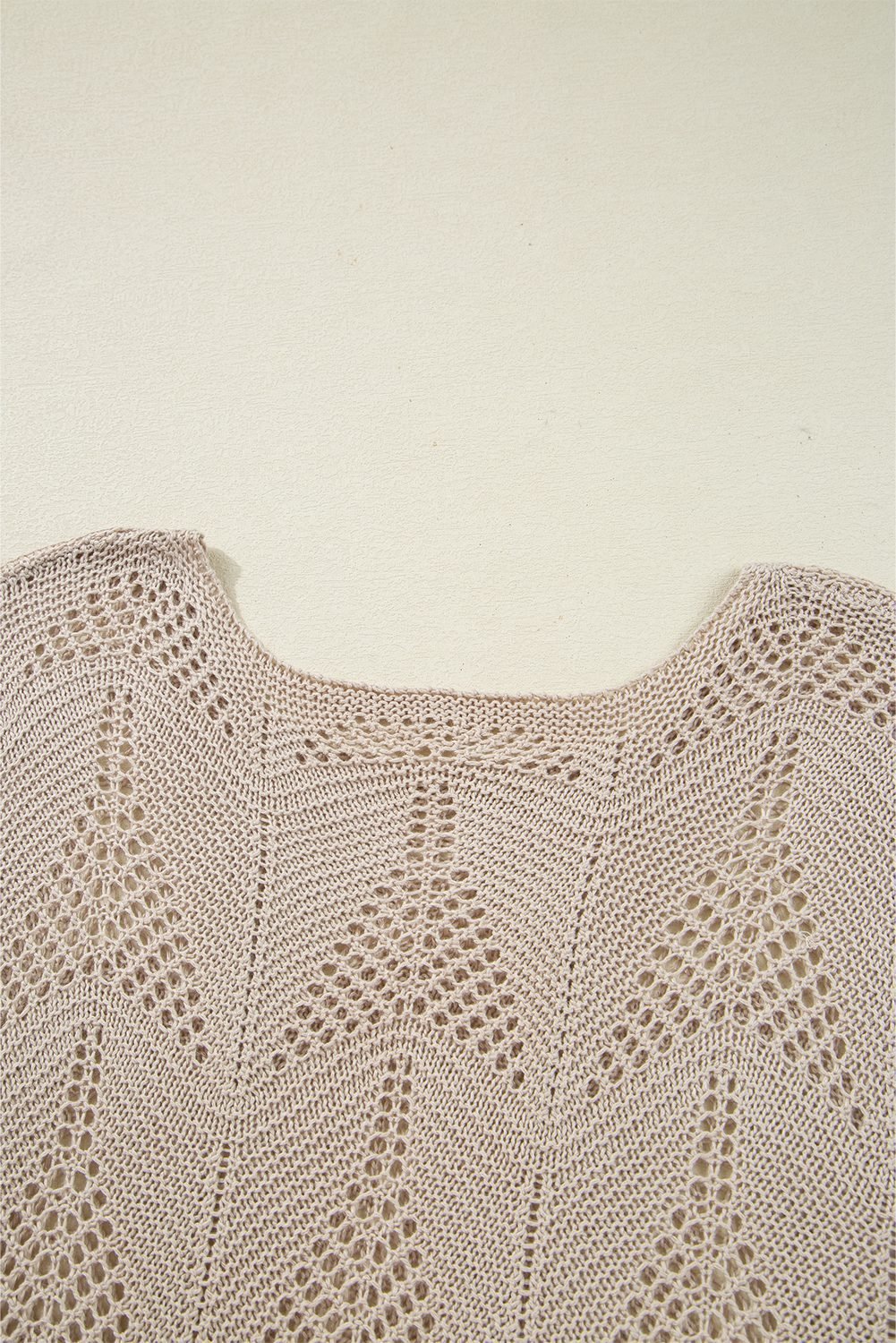 Parchment Hollow Out Knit 7/8 Sleeve Casual Sweater