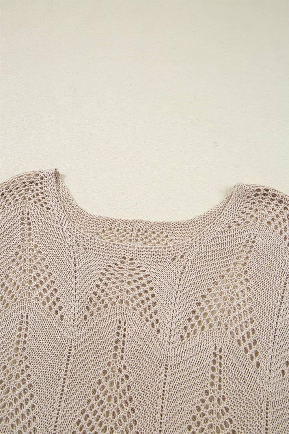 Parchment Hollow Out Knit 7/8 Sleeve Casual Sweater