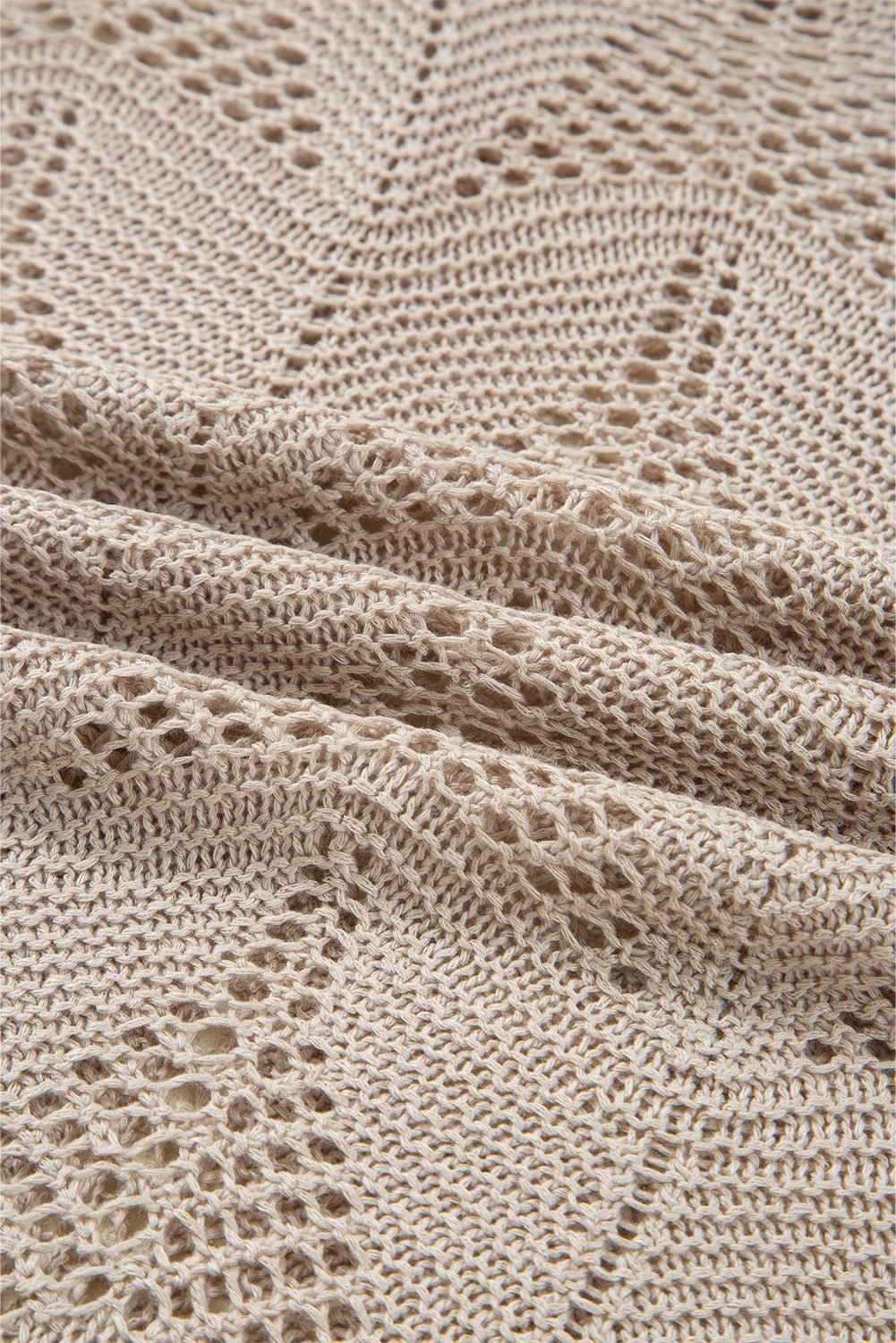 Parchment Hollow Out Knit 7/8 Sleeve Casual Sweater