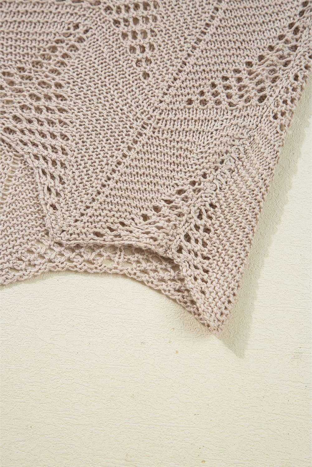 Parchment Hollow Out Knit 7/8 Sleeve Casual Sweater
