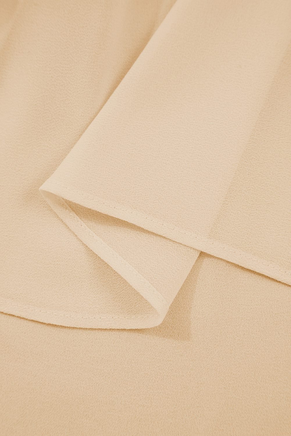 Parchment Pleated Ruffle Long Sleeve Chiffon Blouse