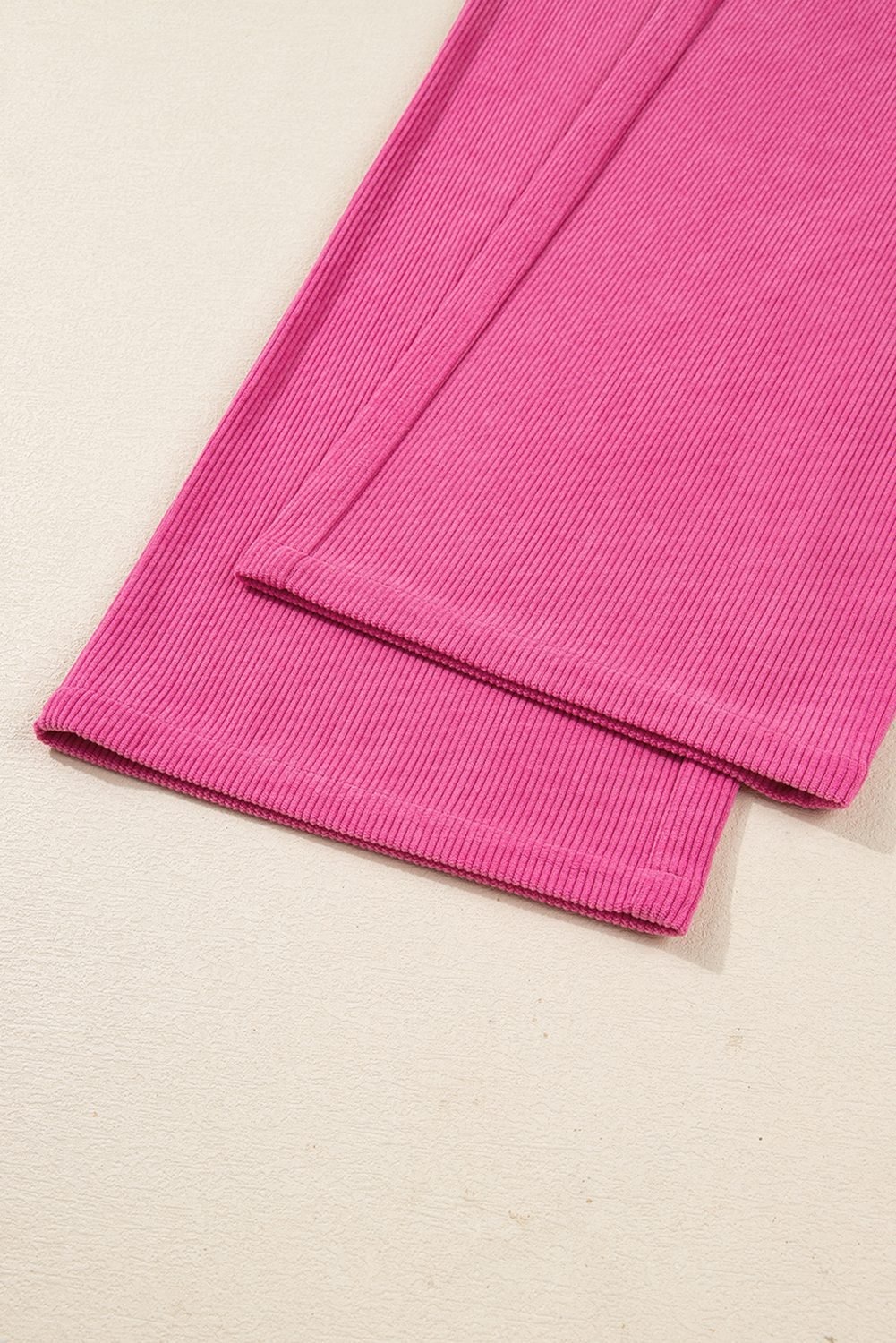 Peach Blossom Half Button Pullover Drawstring Pants Solid Color Corduroy 2Pcs Outfit