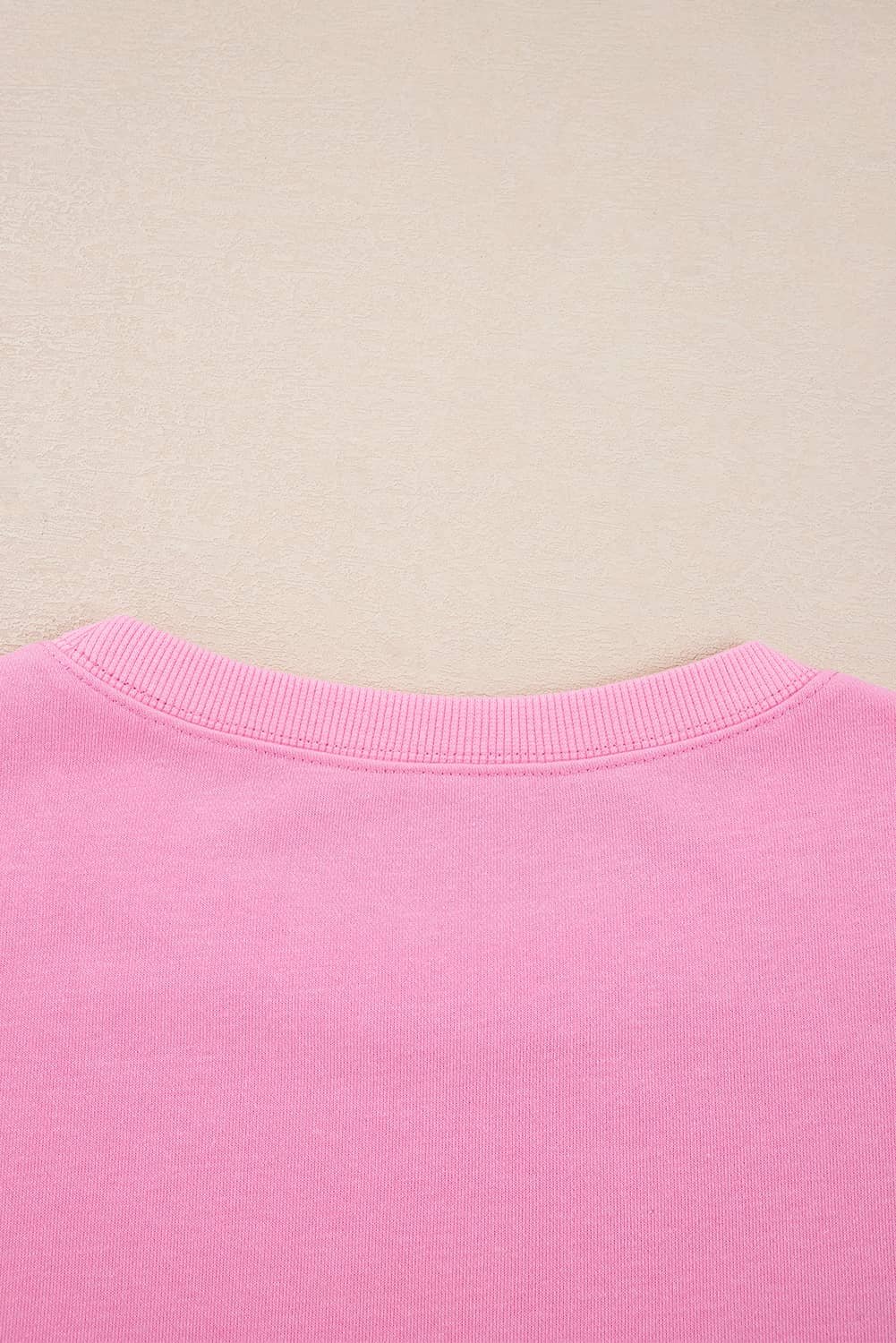 Pink Big Bow Lace Embroidered Dolman Sleeve Slit Plus Size Sweatshirt