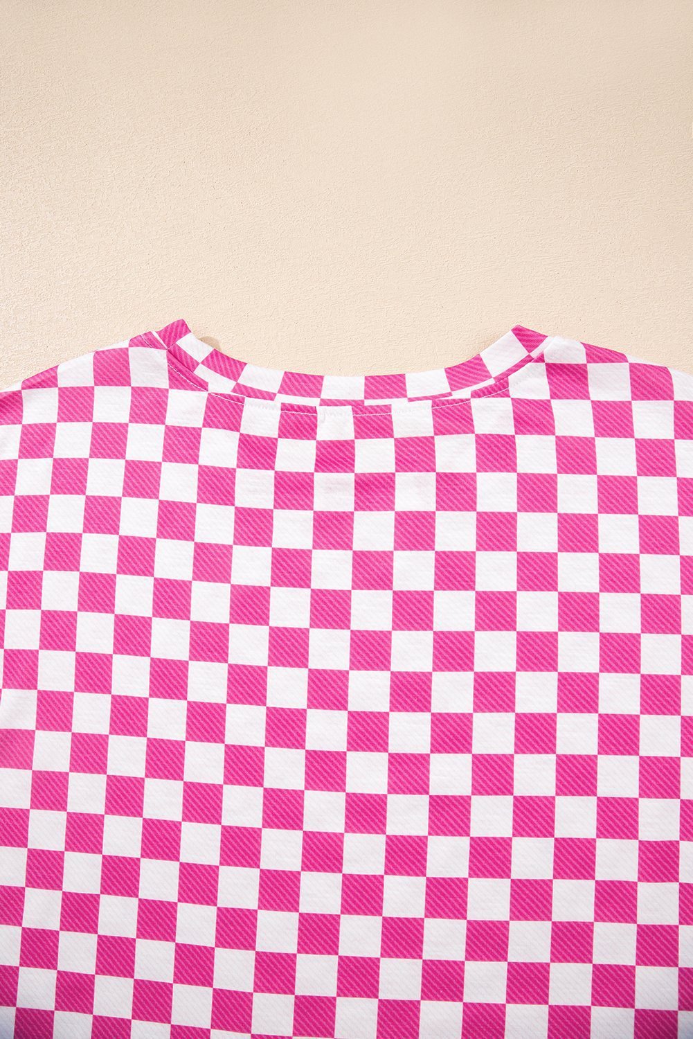 Pink Checkerboard T Shirt And High Waist Skorts 2 Piece Outfit