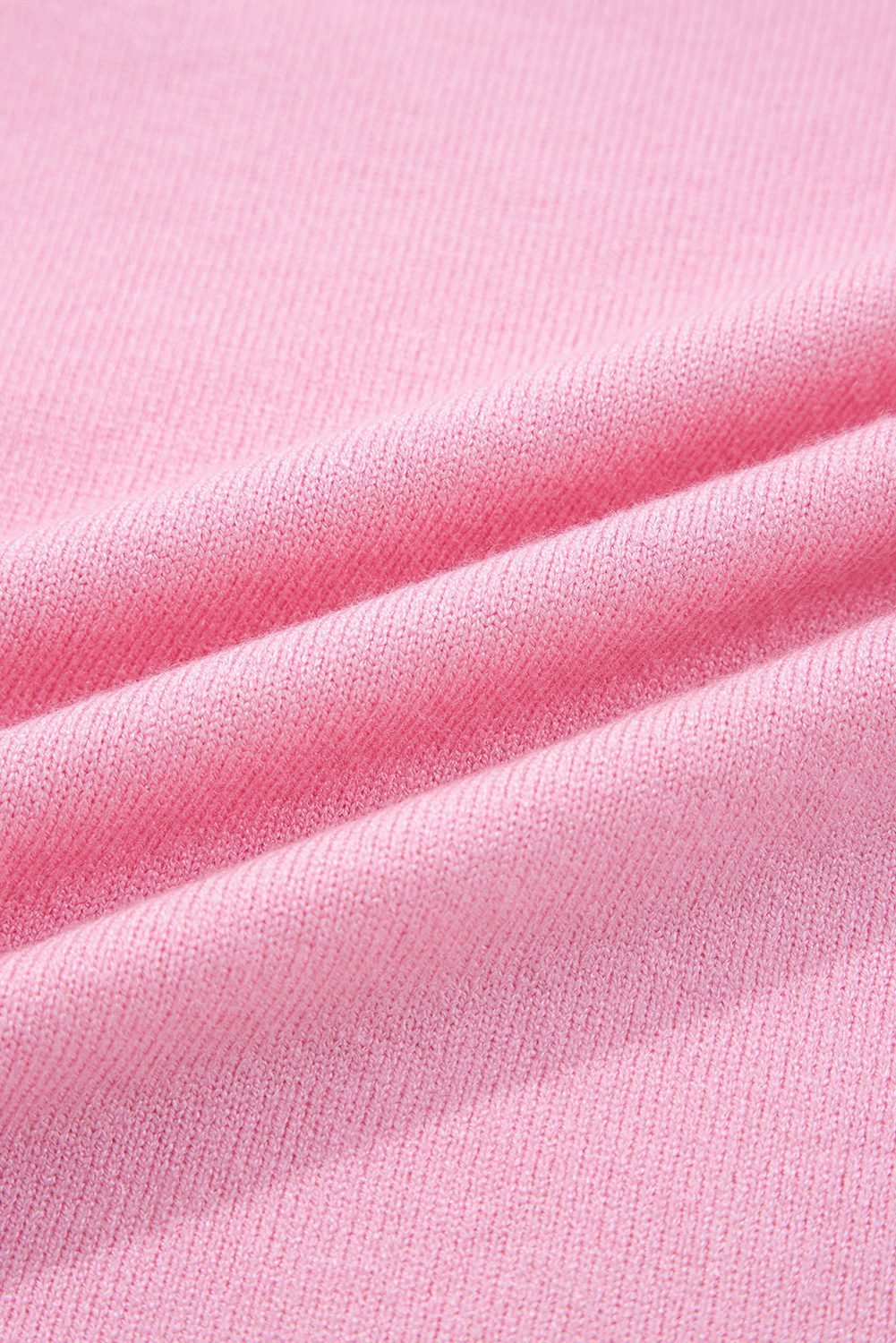 Pink Contrasting Polo Collar Color Block Knit Drop Shoulder Sweater
