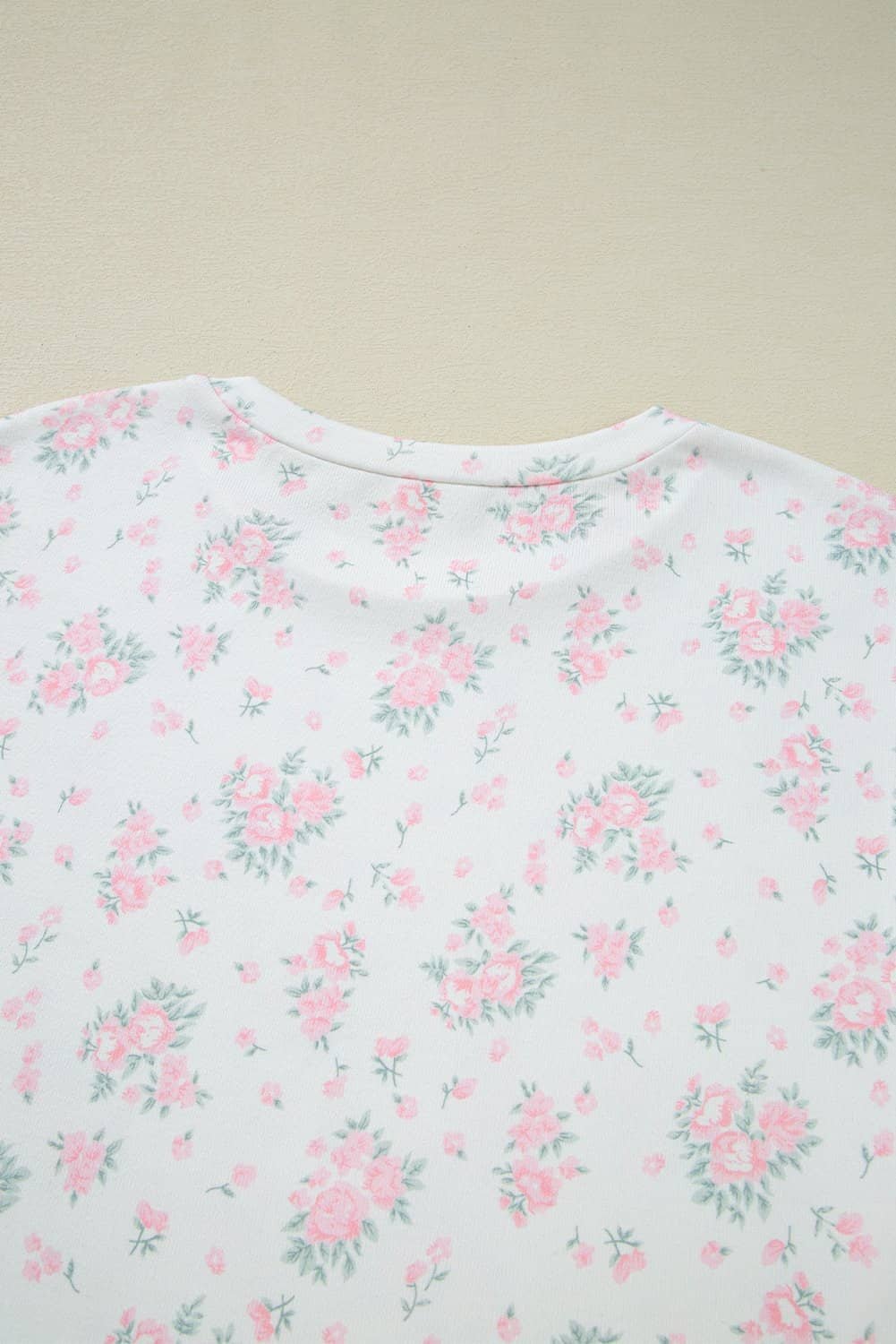 Pink Floral Lettuce Trim Tee And Shorts Ribbed Lounge Set