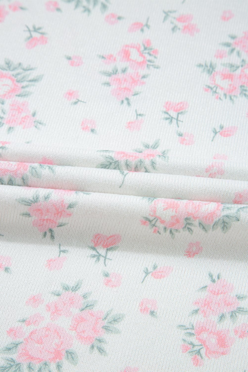 Pink Floral Lettuce Trim Tee And Shorts Ribbed Lounge Set